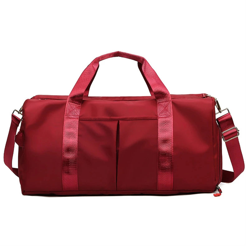Women's Large Capacity Water Resistant Gym Travel Duffel Bag Weekender Overnight Sports Tote Polyester Zipper Closure Shoe