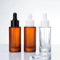 New 30ml Clear Round Frosted Amber Essential Oil Glass Bottle with Dropper