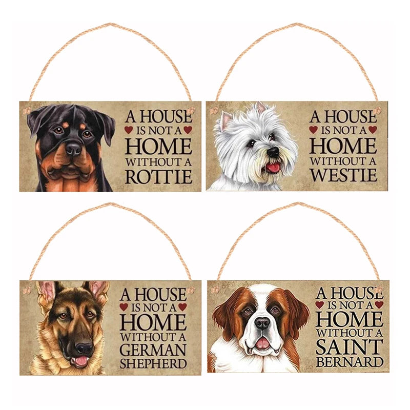 Wall Hanging Wooden Decorative Sign Plaque Painted Welcome Sign for Pet Dog Lovers for Home Living Room Bedroom Wedding Decor