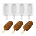 4 Cavities Large Size Silicone Popsicle Molds Ice Pop Molds Silicone Frozen Ice Cream Mold With Wooden Sticks