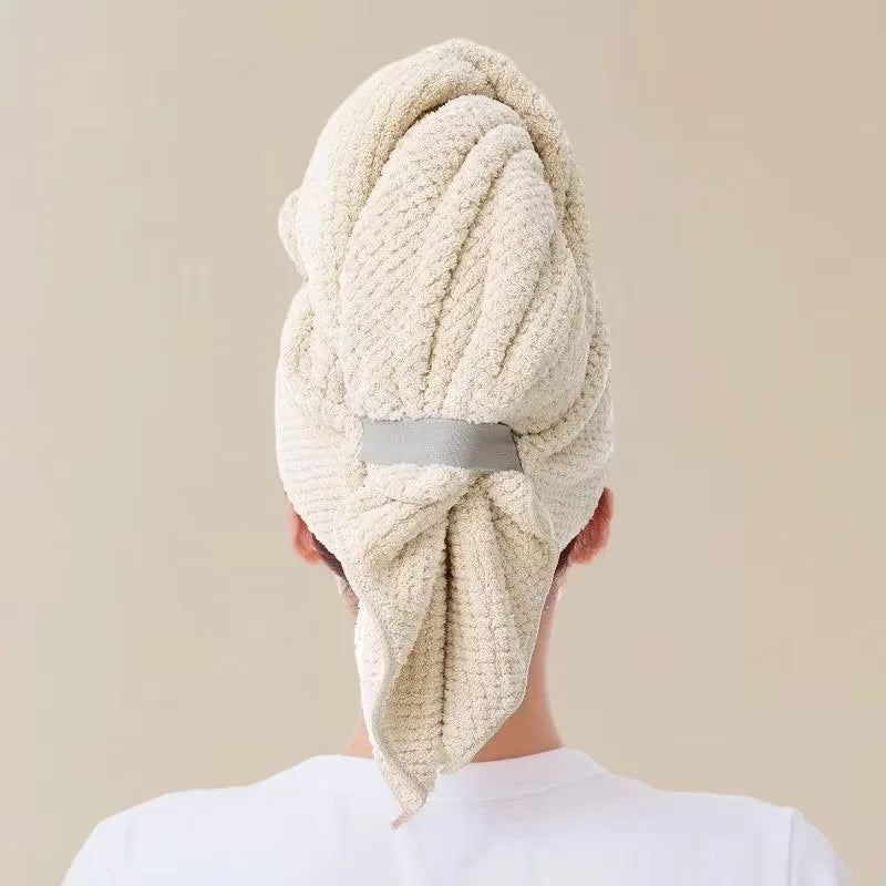 Custom LOGO Large Microfiber Hair Drying Wrap With Elastic Band Hair Towel for Women Sleeping Long Wet Hair Anti