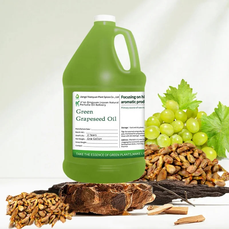 Gallons Green Grapeseed Oil Massage & Body Oil Unscented Lightweight Non-Greasy Moisturizer for Hair