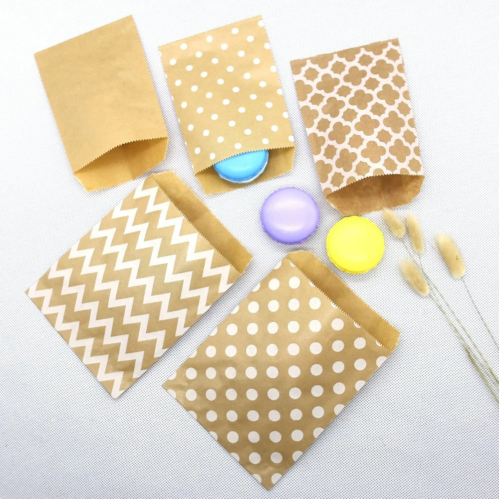 25Pcs/Pack Thank You Kraft Paper Candy Bags Wedding Favors Biscuit Packaging Bag for Guest Birthday Party Decor Gift Pouch
