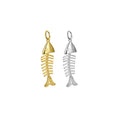 Hot Sales 925 Sterling Silver Gold Plated Fish Bone Charms for Necklace Jewelry Making