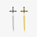 FUAMAY Aretes-y-accesori Por Mayor Mujer Black CZ Zulfikar Sword Earring Stud Long Black CZ Cross Statement Piercing Earrings