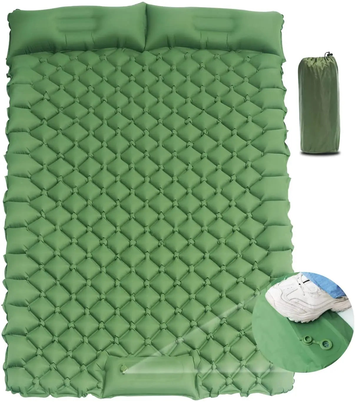 Woqi Foldable air Mattress Outdoor Camping Double Sleeping Pad Self-inflating Hiking Travel
