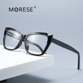 MORESE 2002 Cat Eye Animal Print Full Rim Eco-Friendly Blue Light Glasses Frame for Adults Daily Wear