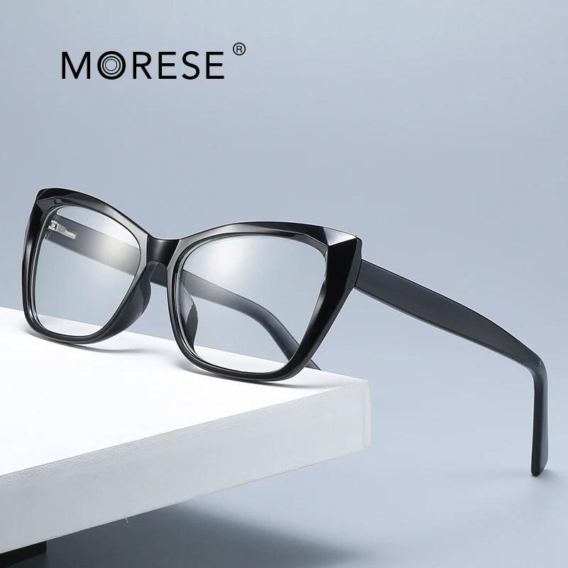 MORESE 2002 Cat Eye Animal Print Full Rim Eco-Friendly Blue Light Glasses Frame for Adults Daily Wear
