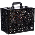 Professional Cosmetology Case for Women Large Capacity Portable Makeup Box with 6 Tray Nail Storage Black Star Suitcase MegaBDM