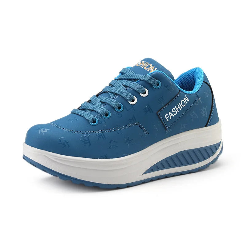 Women's New Round Head Trendy Sports Shoes Lightweight Non-slip Ladies Running Shoes Thick Bottom Increase High Muffin Shoes