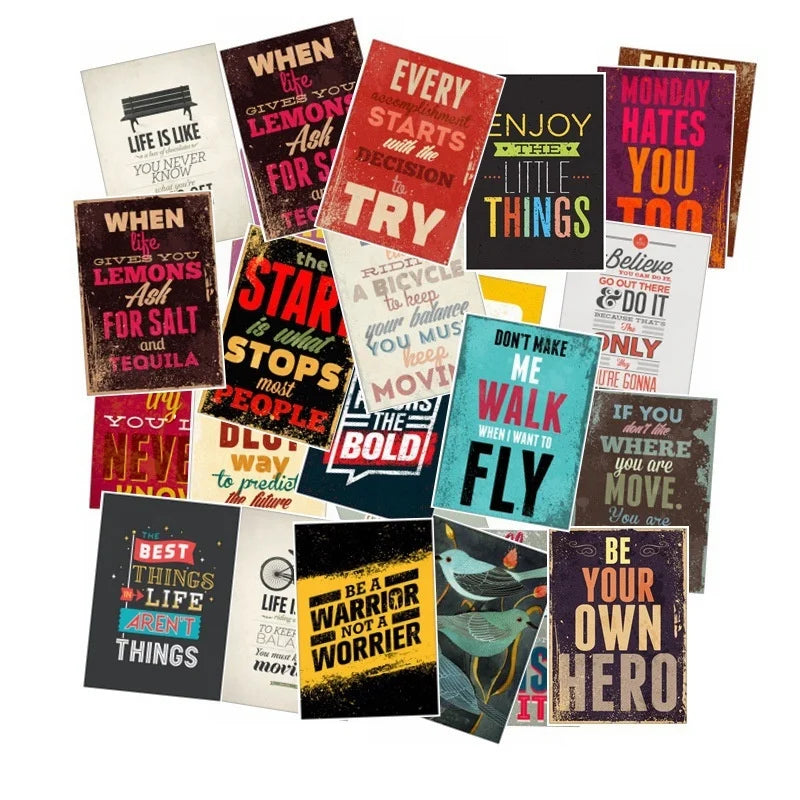 25Pcs Motivational Motto Poster Stickers Inspirational Word Decal for Wall Laptop Book