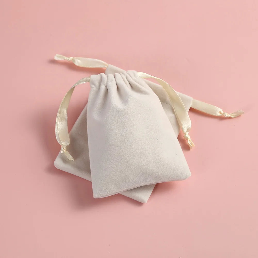 7x9cm Elegant High-Class Velvet Jewelry Bag Small Little Pouch with Ribbon Drawstring for Your Gemstone Collections