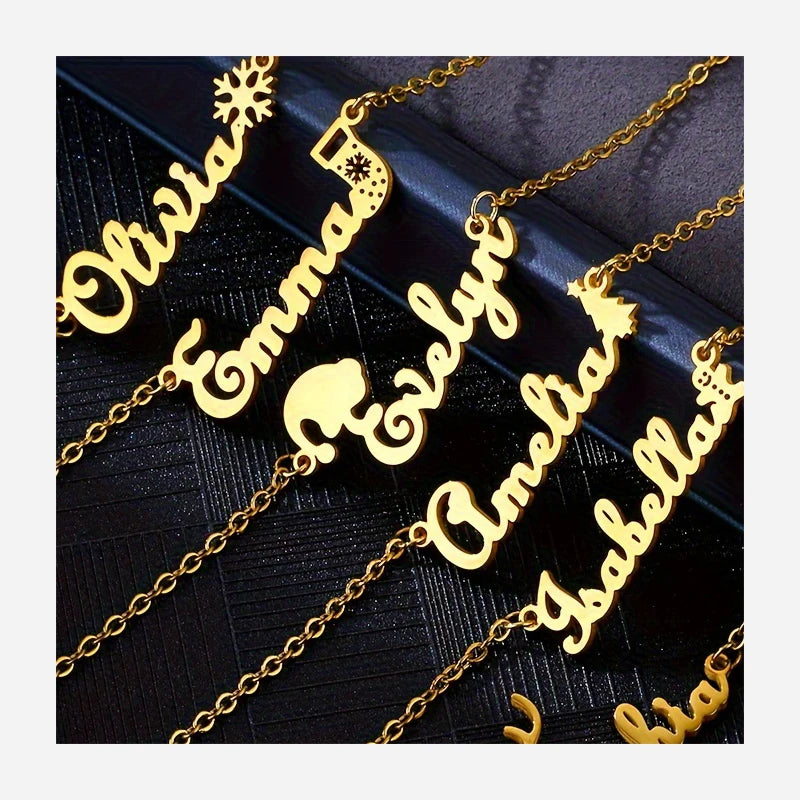 Customized Jewelry Letter Choker Pendant Stainless Steel Personalized 18k Gold Plated Name Necklace