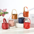 New PU Leather Hand-held Small Bucket Gift Candy Case Hand Wedding Bridesmaid Gifts Candy Bag Pouch