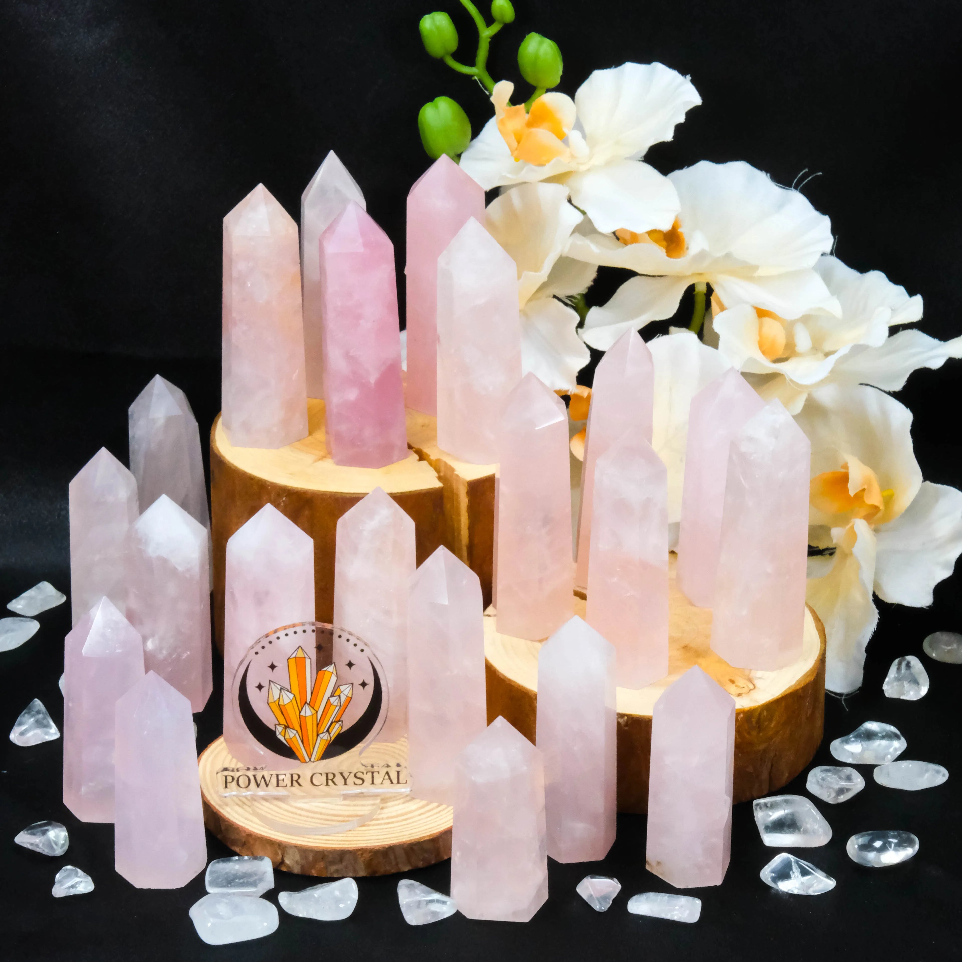 High Quality Natural Pink Crystals Point Wholesale Bulk Rose Quartz Crystal Tower for Home Dector