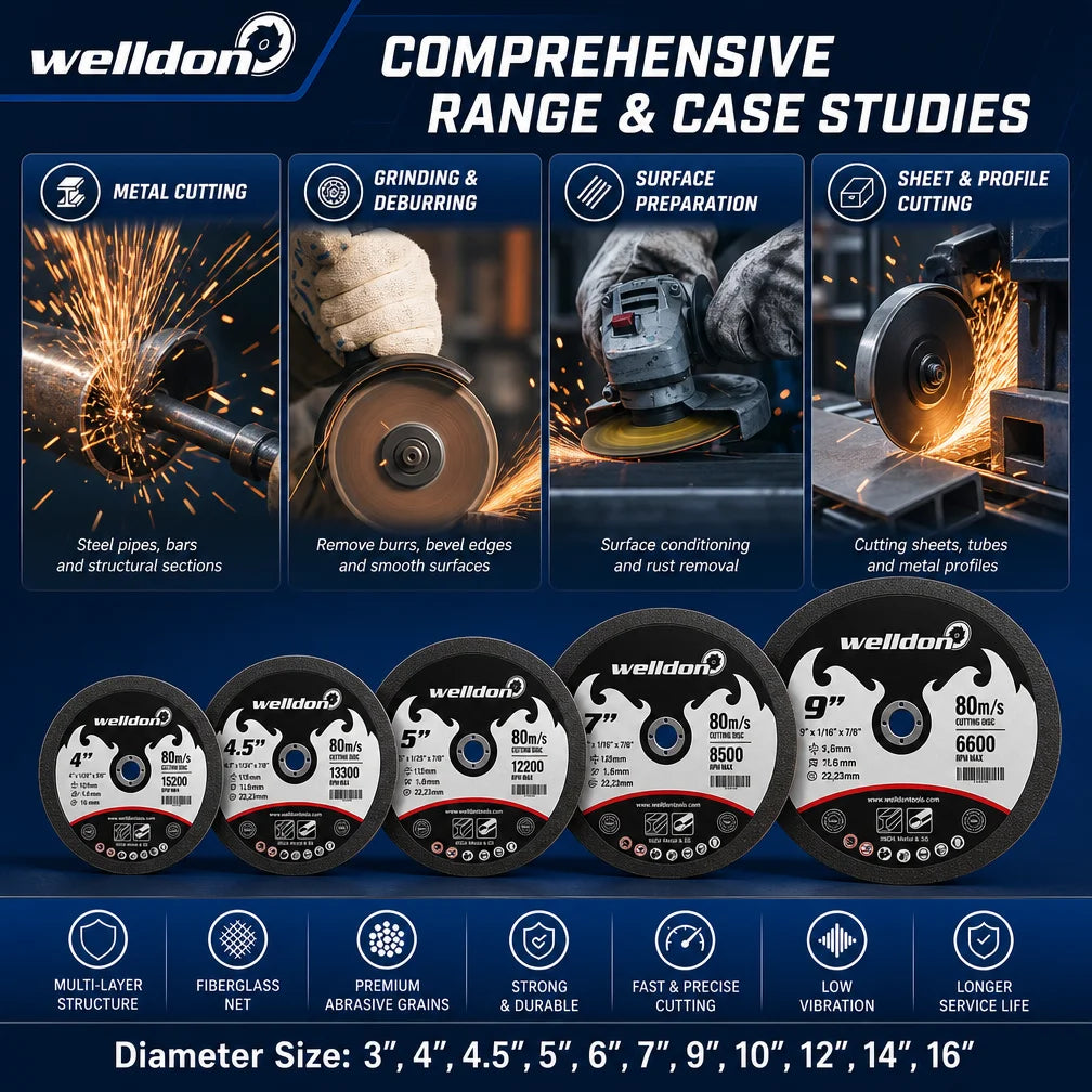 Welldon T41 Abrasive Cutting Disc 107mm 125mm 180mm 250mm Cut Off Wheel 4 5 7 10 Inch for Stainless Steel and Metal MegaBDM