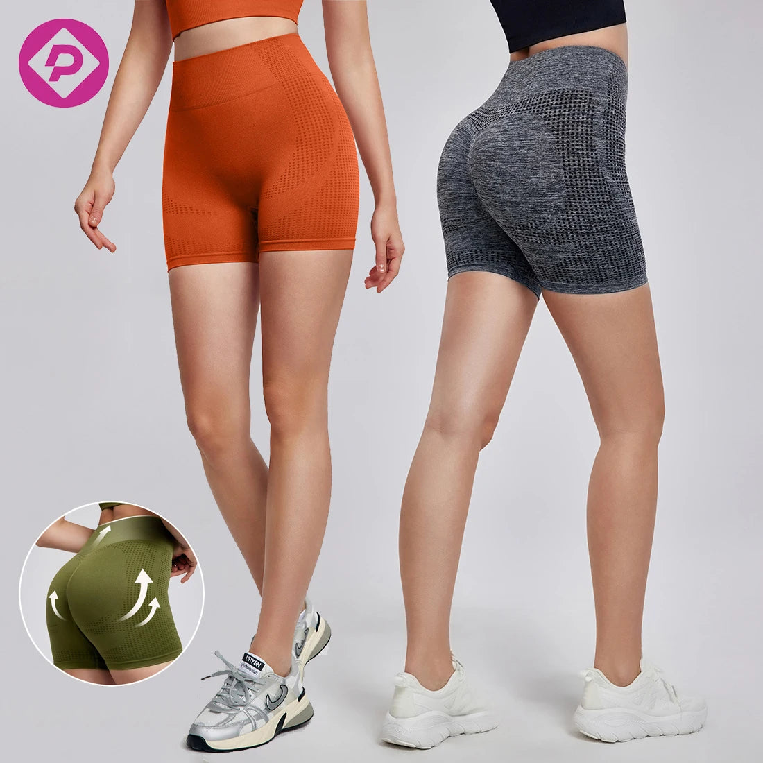 Seamless Women Breathable Tight Scrunch Butt Lift Compression Fitness Gym Running Training Sports Yoga Shorts