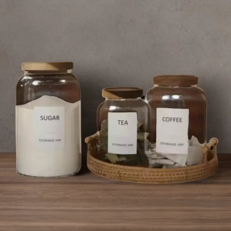 1000/2000/3000 ML Large Capacity Borosilicate Glass Storage Food Bottle Jar for Kitchen With Acacia Lid