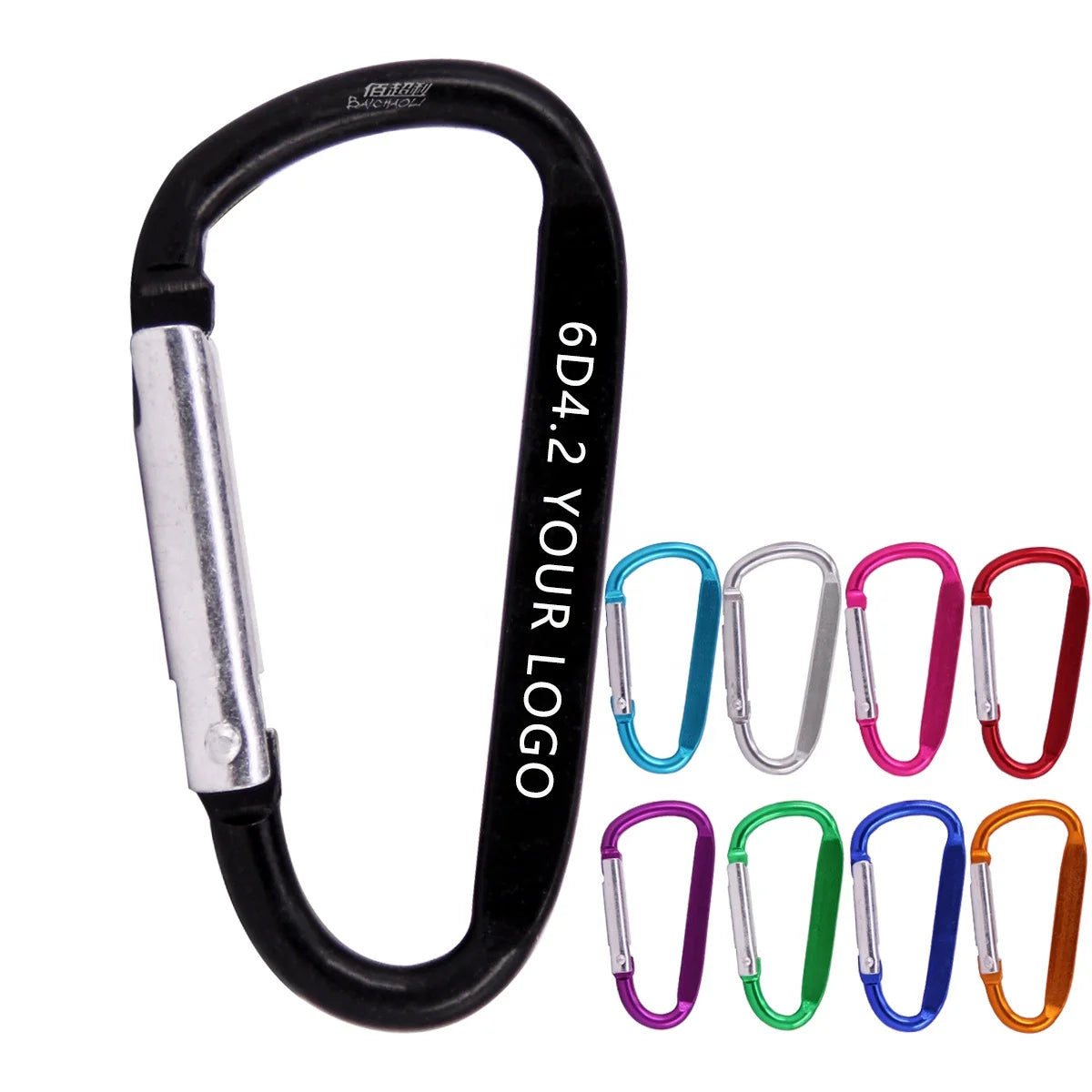 6#D 57*30*4.2MM Aluminum Alloy Metal Snap Black Quick Draw Flat Key Chain Backpack Camping Strap Holder Carabiner Clip Hook