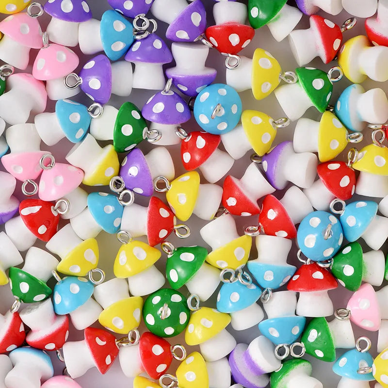 Cute Small Dust Plug Pendant Multi-color Key Chain Natural Mushroom Pendant Bracelet Charm DIY Jewelry Accessories