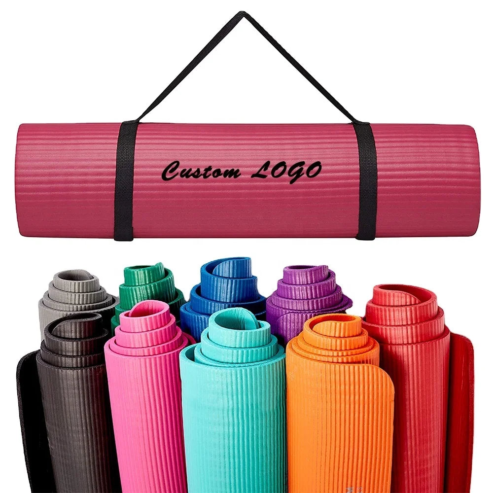Hot Sale 10 mm Nbr Yoga Mats with Personal Printing logo Home Exercise Yoga Mat 8 mm Pvc Yoga Mat