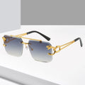 2025 New Women Rimless Sunglasses Square Fashion Eyeglasses Golden Frame Sun Glasses Vintage Shades Eyewear