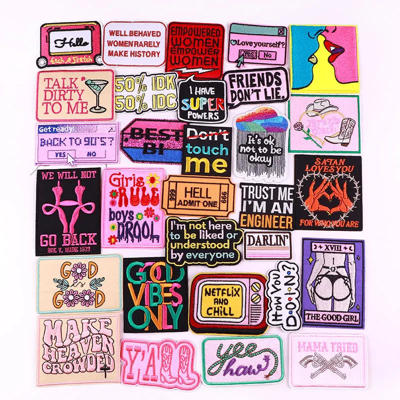 Wholesale Letter Embroidery Patches Custom Designer logo Iron on Applique Embroidered Patch for Clothing Hat Jeans