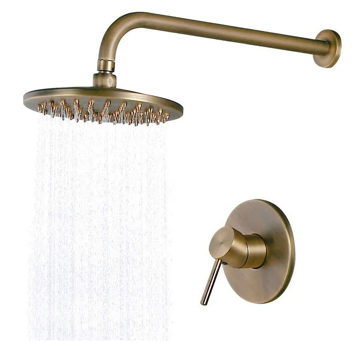 Wall Mount Shower Faucet Set Combo Set Shower Trim Kit Antique Brass Bathroom Shower Set