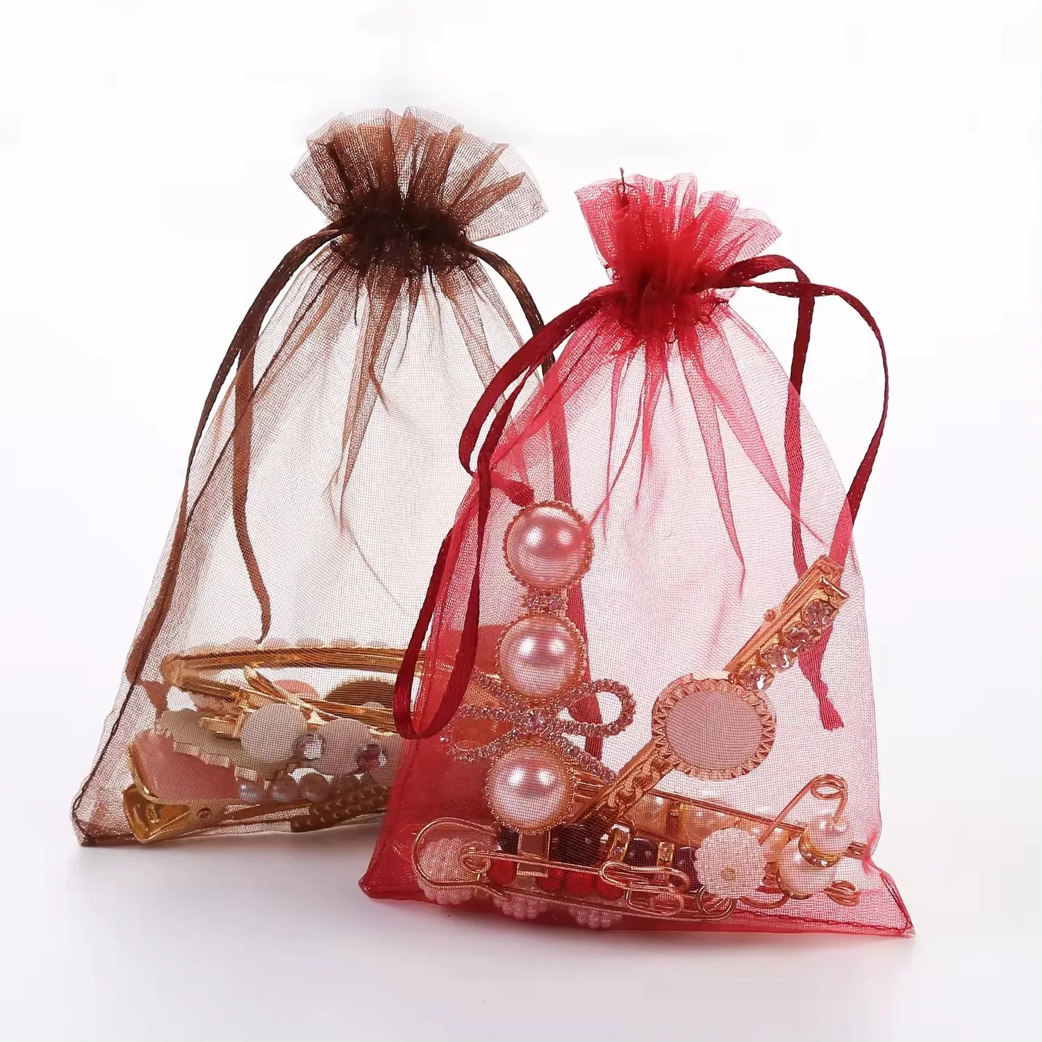13*18cm Custom Organza Bags Fur for Pressed Powder Gift Bags Reusable Snowy White Gift Bags Drawstring