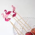 J&M Flamingo Cocktail Picks 100 Counts Hand Mad Sticks Natural Bamboo Toothpicks Cocktail Party Decorative Picks Supplies