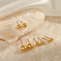 Cross-border Simple Beanie Bead Earrings Design Sense Gold Plated Earrings Fashion Stainless Steel Earrings for Women