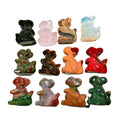 HZ Rose Quartz Squirrel Natural Gemstone Carving Lovely Animals White Jade Statue Dog for Decoration