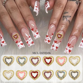 Sweet Heart Valentine's Day Clear AB Rhinestone Metal Alloy High Heels Nail Charms DIY Valentine's Day Nails