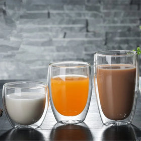 Heat Resistant Double Wall Tea Glass Cup Handmade Creative Healthy Beverage Glasses Transparent Beer Coffee Cup