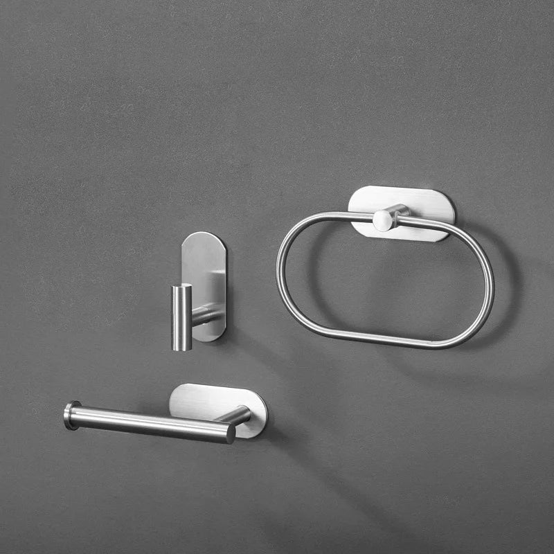 Matte Black Stainless Steel Wall Mount Bath Accessories Set Brushed Modern Bathroom Hardware Including Towel Bar Paper Holder