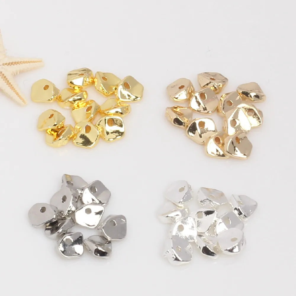 Gold Silver Plating Irregular Small Stone Beads Diy Stylish Spacer Bead Assembly Simple Necklace Making Brass Jewelry Findings