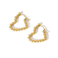 Vintage Love Small Steel Ball Hoop Earrings 18k Gold Plated Stainless Steel Earrings for Women Pendientes De Acero Inoxidable