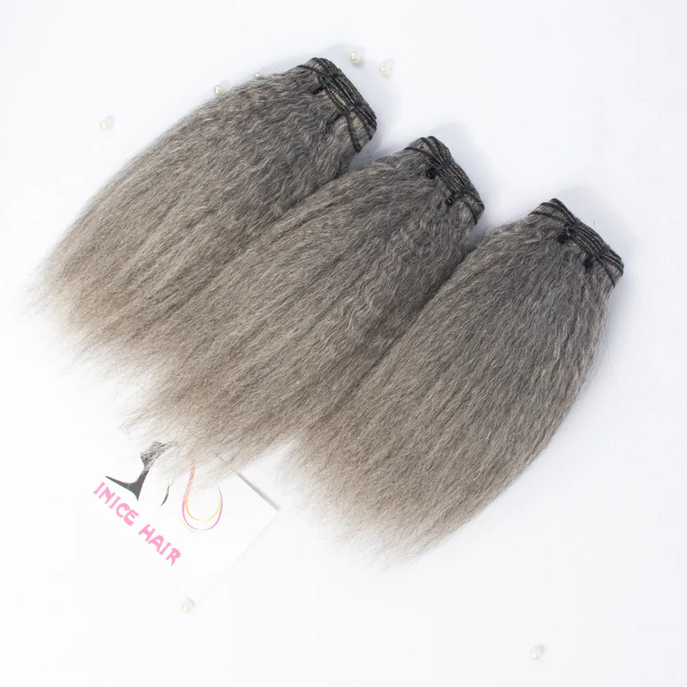 Inice 2023 Hot New Products Kinky Straight Black Mixed Gray Color Real Human Hair Weaves Silver Gray Human Hair Bundles
