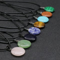 Huiying New Natural Crystal Round Shaped Necklace Gemstones Stone Pendants Healing Crystals Stones Necklace Jewelry