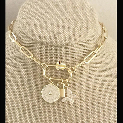 Beadsnice Fashion  Paperclip Chain Necklace Component 14k Gold  Link Lock Clasp Jewelry Findings