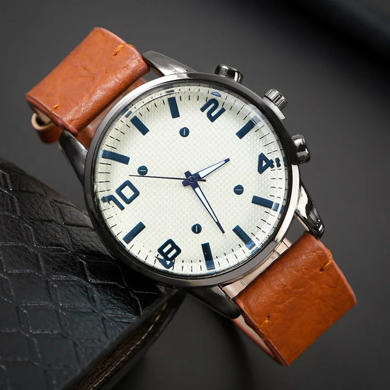 New Simple Numbers Scale Dial Watches for Men Leather Band Quartz Wristwatch Quality Male Clock Relogio Mujer Hot Gifts