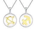 Ready Shipping Sterling Silver Jewelry Sagittarius Zodiac Sign 12 Gold Plated Horoscope Pendant Necklace