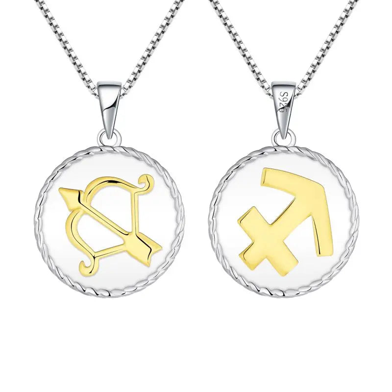 Ready Shipping Sterling Silver Jewelry Sagittarius Zodiac Sign 12 Gold Plated Horoscope Pendant Necklace