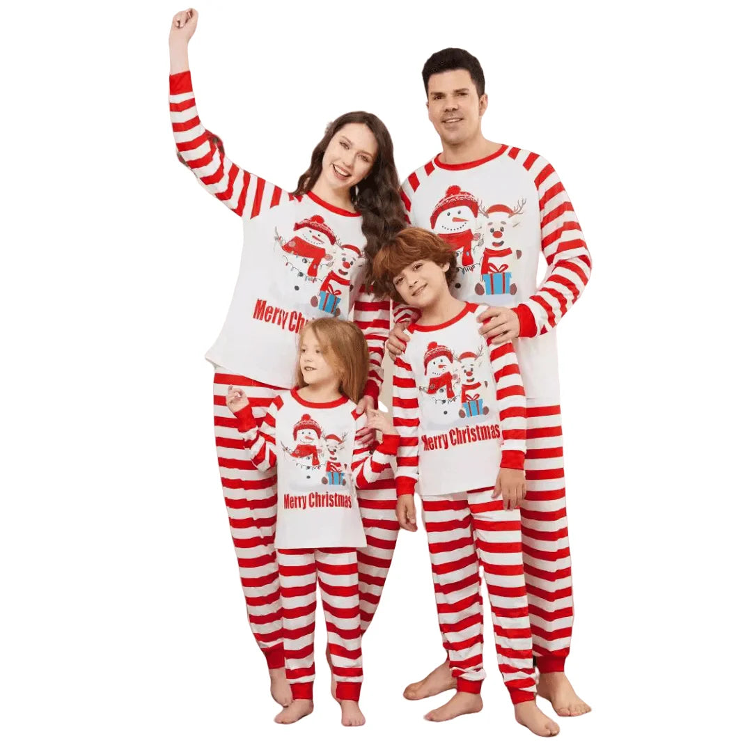Pajamas Christmas Deer Print Round Neck Spell Plaid Home Parent-Children Clothing Family Pyjama