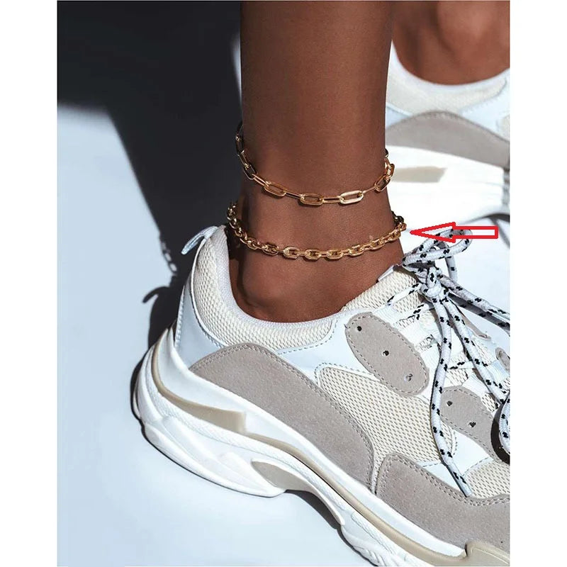 Fenny PVD Plated Wholesale European and American Trendy Fashion Temperament Simple Stainless Steel Anklet for Women