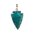 Natural Obsidian Stone Titanium Surface Coating Arrow Charm Pendant for Fashion Jewelry Making Necklace Charms