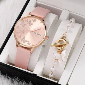 Hot Selling New Women's Butterfly Pattern Watch Classic Temperament Leather Belt Luxury Fashion Trend Watch
