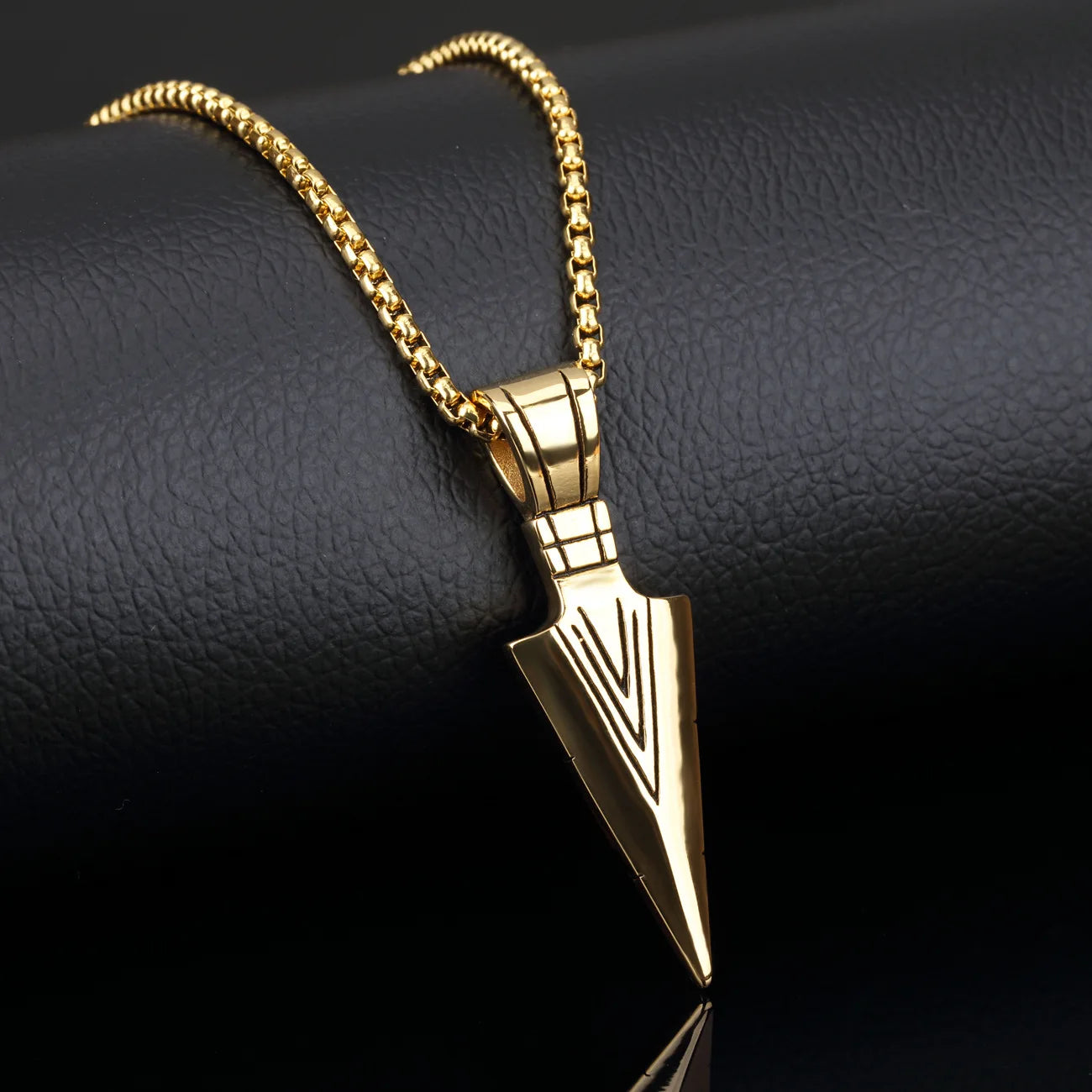Stainless Steel Dragon Bone Trendy 14K Gold Silver Plated Link Chain Mature Arrowhead Necklace for Men