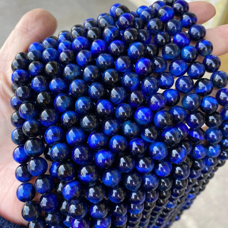 Lapis Lazuli Blue Color 4 /6 /8 / 10/12mm Tiger Eyes Natural Gemstone Round Stone Beads for Bracelet EarringNecklace Jewelry DIY