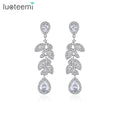 LUOTEEMI Cubic Zirconia Zircon Drop Woman Statement Fashion Cz Earing for Wedding Bridal Earring